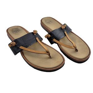 G.H Bass Women's Sunjuns Thong Leather Sandals Size 8‎ Black And Brown